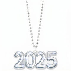 Light-Up "2025" Bead Necklace with LED Pendant for New Year's Eve