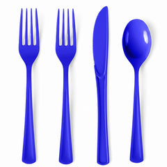 Royal Blue Heavyweight Plastic Cutlery Assortment - 7.5 in.