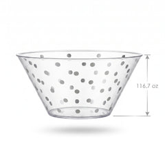Silver Polka Dot Large Plastic Serving Bowl - 116 Oz.
