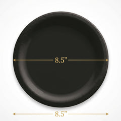 Black 8.5" Round Paper Plates - 16 Count