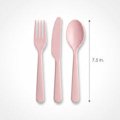 Pink Heavyweight Plastic Cutlery Set - 7.5 in. - 24 Count