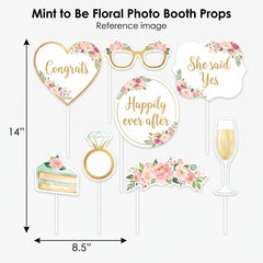 Mint to Be Floral Photo Booth Props for Weddings and Bridal Showers