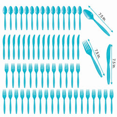 Caribbean Blue Plastic Cutlery Set - 64 Count