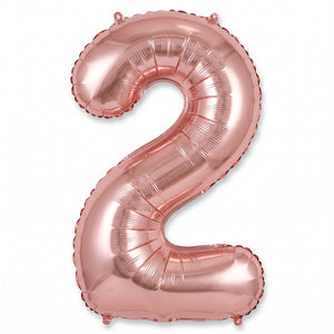 Rose Gold Script Number 2 Balloon - 8-Inch Foil Air-Filled