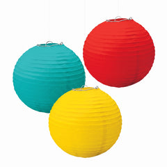 Vibrant Rainbow Round Paper Lanterns, 11-inch, 3-Pack