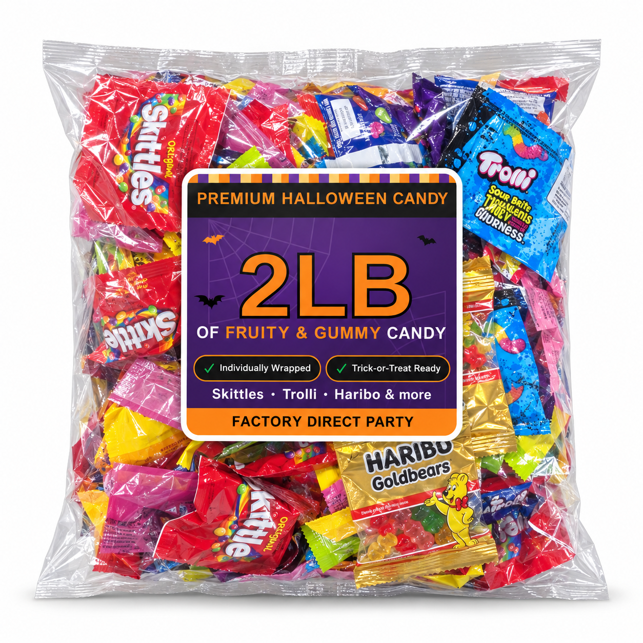 2 lb Halloween Candy Variety Pack - fruity and gummy fun size candy