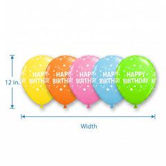 Vibrant Confetti Birthday Latex Balloons, 12-Inch, 20-Pack