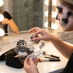 Halloween Skeleton Face Gem Kit - Black and Bone