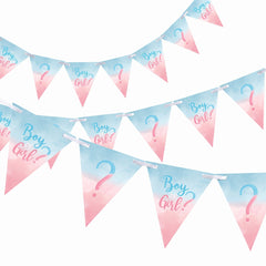 "Boy or Girl?" Gender Reveal Pennant Banner - 15 ft, 24 Pack