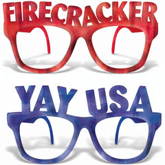 Patriotic Word Glasses Set - Firecracker & Yay USA