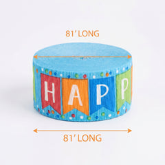 "Happy Birthday" Blue Crepe Streamer - 81 ft