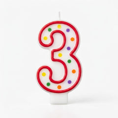 Colorful Polka Dot Number 3 Birthday Candle