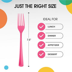 Unleashed - Heavy Duty Hot Pink Plastic Forks | 50 Count