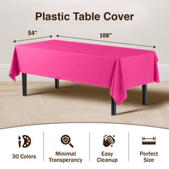 Cerise Plastic Table Cover | Case of 48 - 54 In. x 108 In.