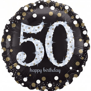 Sparkling 50th Birthday Mylar Balloon - 18 Inch