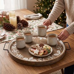 Rustic Christmas Holly Border Tray