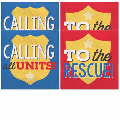 First Responders Beverage Napkins for Kids' Birthday Parties - 5 In. X 5 In.