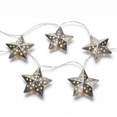 Silver Star LED String Lights - 10 Twinkling Lights, 13-inch
