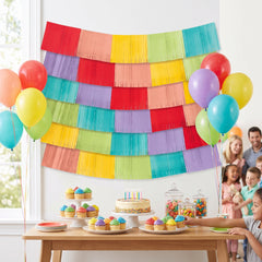 Vibrant Rainbow Fringed Backdrop Kit