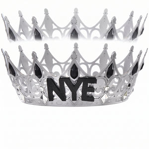Silver "NYE" Royal Jeweled Crown Tiara for New Year's Eve