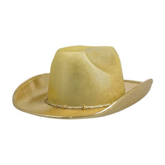Gold Suede Cowboy Hat with Braided Cord - Perfect for Team Spirit Events