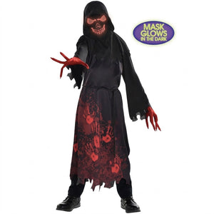 Hooded Horror Skeleton Kids Halloween Costume - Child L (12-14)