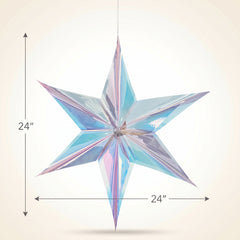 Iridescent Luminous 3D Hanging Foil Star Decoration - 24"