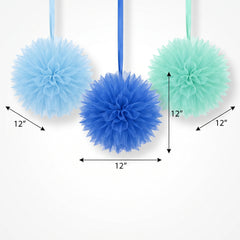 Fluffy Tulle Baby Boy Hanging Decorations, 3-Pack