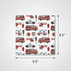 First Responders Themed Disposable Lunch Napkins, 6.5-Inch, 16-Pack