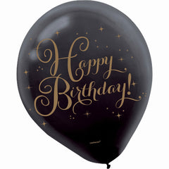 Gold Birthday Printed Latex Balloons