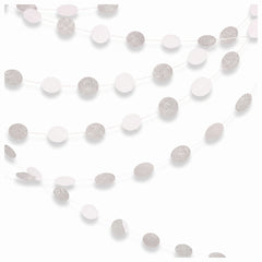 Frosty White Glitter Polka Dot String Decorations - 7-Inch, 6-Pack