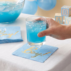 Blue & Gold "It's a Boy" Beverage Napkins - 16 Pack - 5 In. X 5 In.