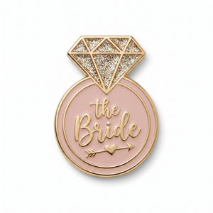 "The Bride" Diamond Ring Enamel Pin - Gold & Blush Glitter
