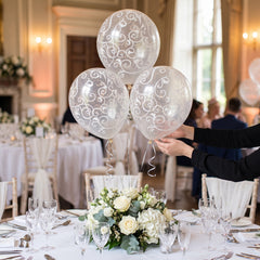 Elegant Filigree Clear Latex Balloons - 12-Inch, Pack of 6