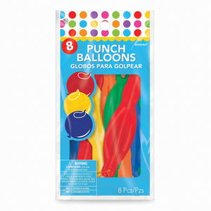 Colorful Punch Balloons with Rubber Bands, 8-Pack