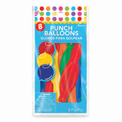 Colorful Punch Balloons with Rubber Bands, 8-Pack