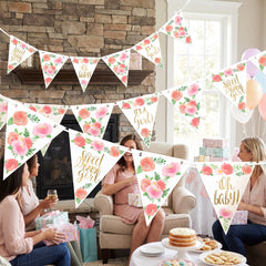 Floral Baby Shower Pennant Banner - "It's a Girl!" Decorations