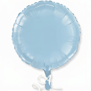 Pastel Blue Foil Balloon 18 Inch Round - Self-Sealing Light Blue Mylar Balloon with Ribbon for Baby Shower, Gender Reveal, Birthday Party Decorations