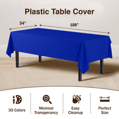 Dark Blue Plastic Table Cover | Case of 48 - 54 In. x 108 In.