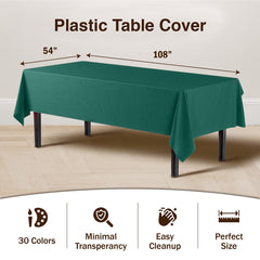 Dark Green Plastic Table Cover | Case of 48 - 54 In. x 108 In.