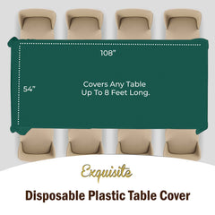 Dark Green Plastic Table Cover | Case of 48 - 54 In. x 108 In.