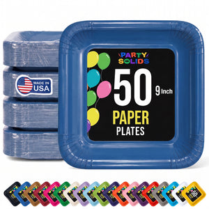 9 In. Dark Blue Square Paper Plates - 50 Ct.