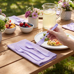 Lavender Assorted Plastic Cutlery Set - 24 Pieces - 7.5 in.