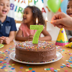 Kiwi Glitter Number 7 Birthday Candle
