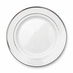 Elegant Silver Trim Premium Plastic Dinner Plates, 10.25-inch, 20-Pack