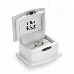 "I Thee Wed" Wedding Ring Bearer Box - Elegant White MDF Keepsake