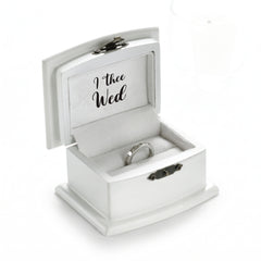 "I Thee Wed" Wedding Ring Bearer Box - Elegant White MDF Keepsake