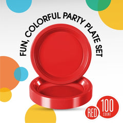 Little Gym - 9 In. Red Plastic Plates | 100 Count