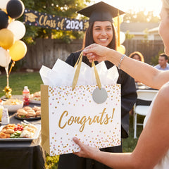 Confetti "Congrats" Large Gift Bag with Hang Tag