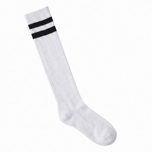 White with Black Stripes Knee-High Athletic Socks